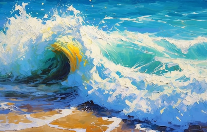 手绘油画海岸边的浪头,插画/手绘图,插画/手绘图库,插画/手绘图下载,插画/手绘